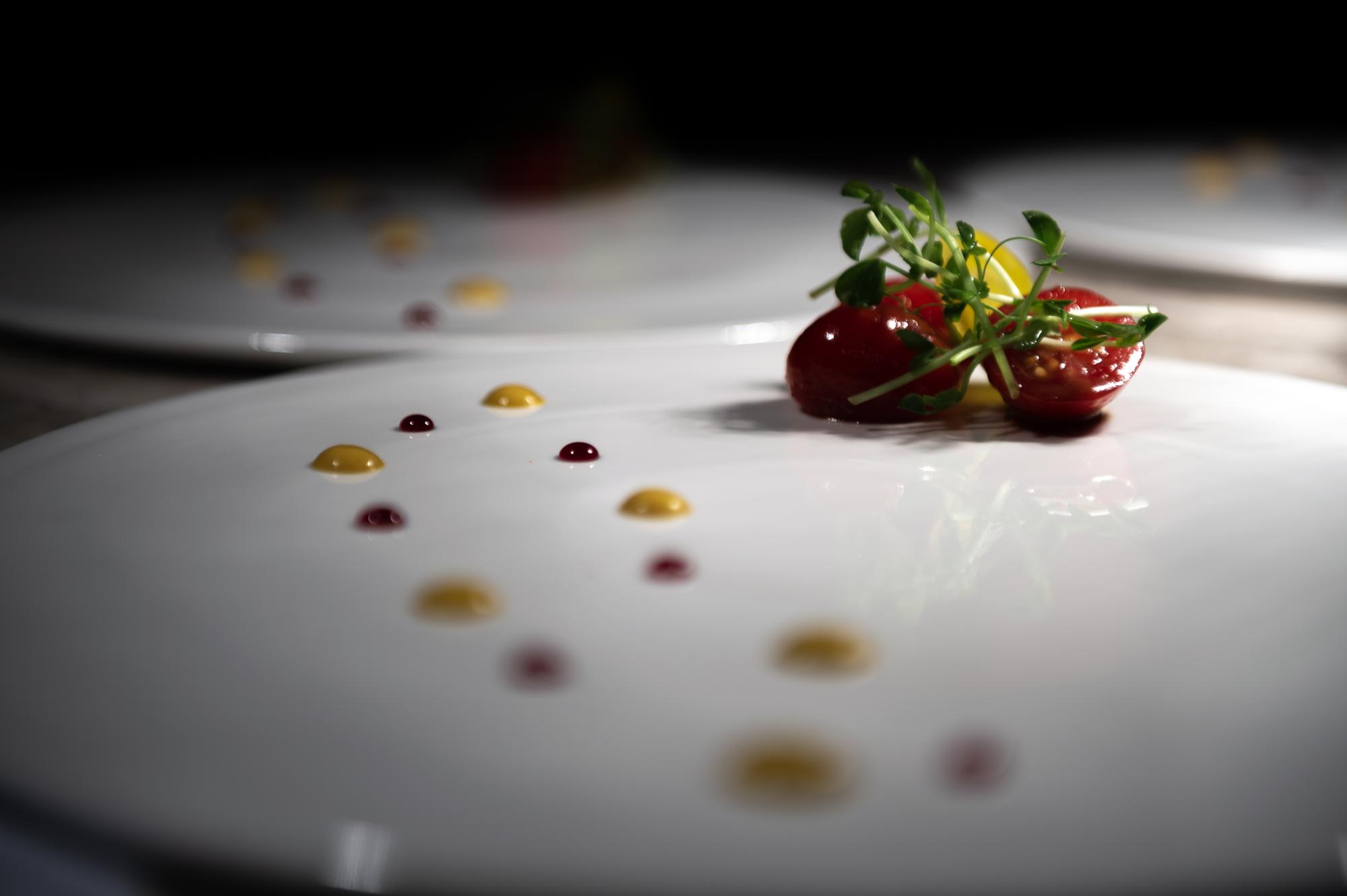 Close-up of plated modern cuisine